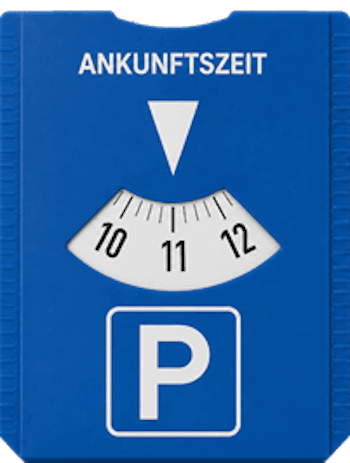 Bild einer österreichischen Parkscheibe mit 15-Minuten Einteilung